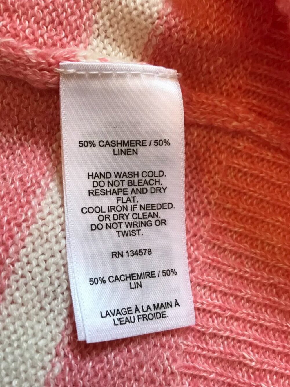 Vineyard Vines Caley Stripe Sweater Womens Small Pink White Cashmere Linen Knit - Picture 7 of 12